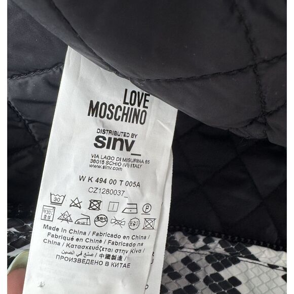 Love Moschino Coat Python Geometric Hearts Print Black White IT42 US6 - Picture 11 of 11